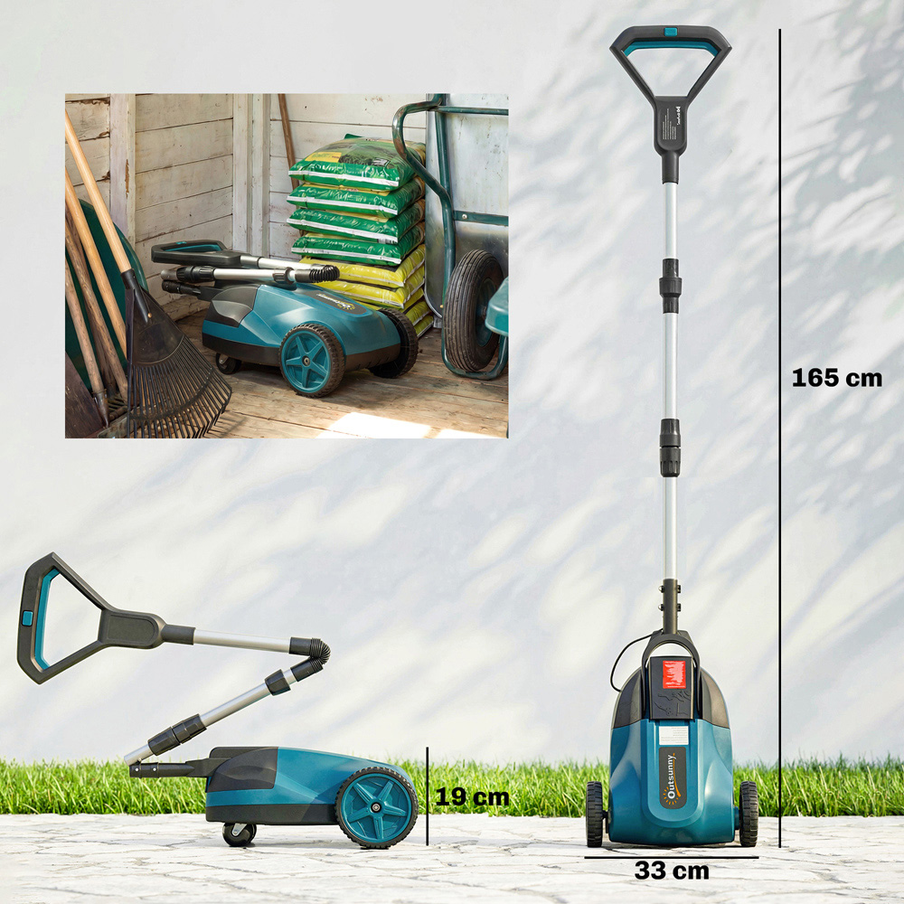 Outsunny 18V Hand Propelled Cordless 35cm Lawn Mower with Batteries and Charger Image 9