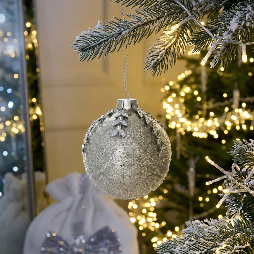 Jewel Topped Bauble Icy Silver Image 2