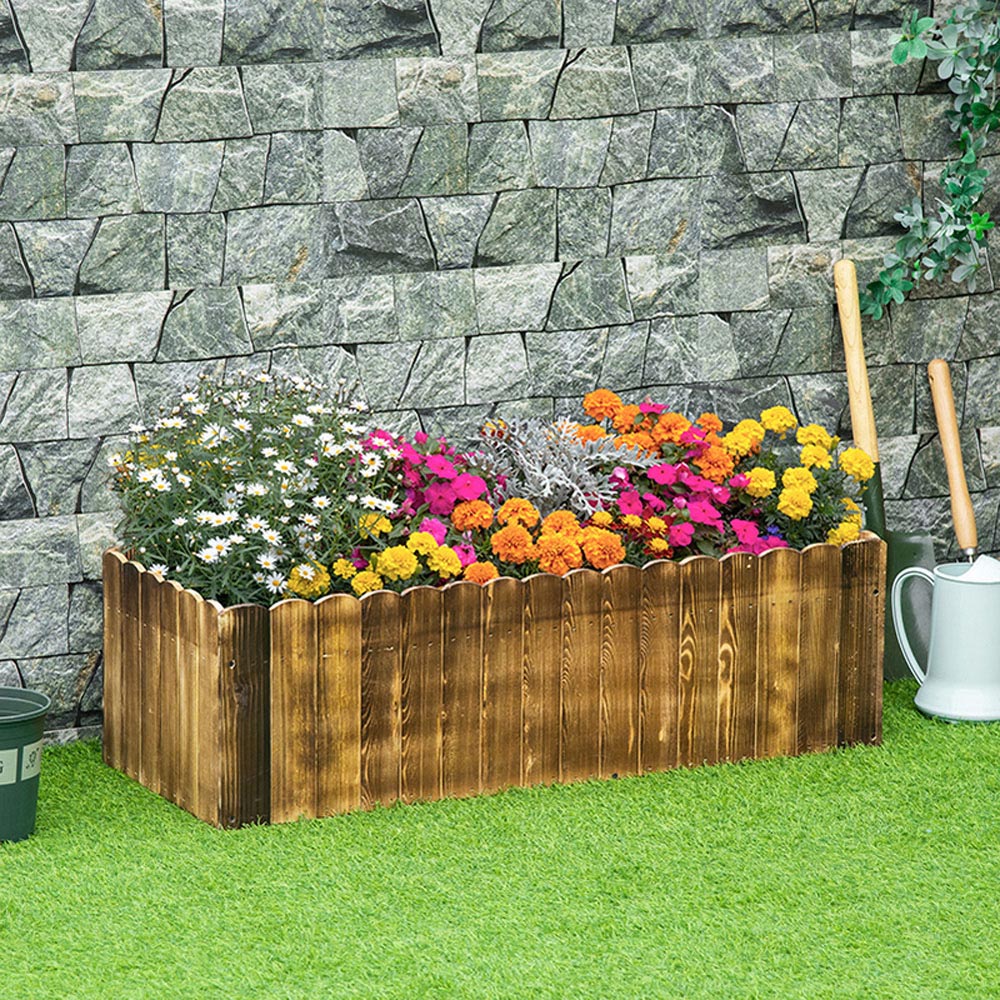 Outsunny Wooden Rectangular Raised Bed Planter 30 x 40 x 100cm Image 2