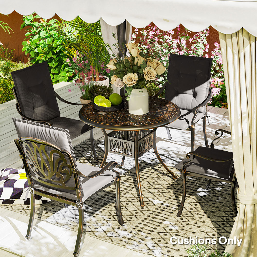 Outsunny Charcoal Grey Garden Chair Cushions 50 x 50cm 4 Pack Image 5