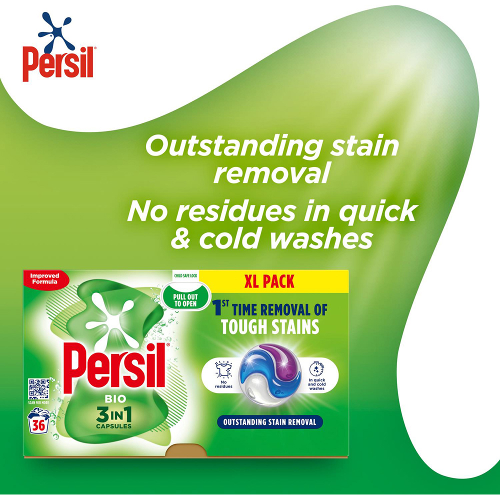 Persil Bio 3 in 1 Washing Capsules XL 36 Washes 3 Pack Image 6