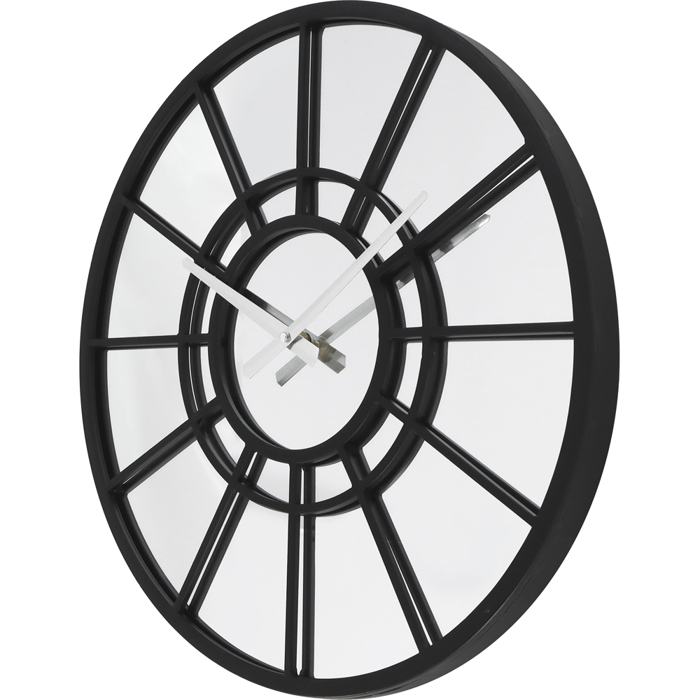 Charles Bentley Buttermere Black Mirrored Round Skeleton Indoor and Outdoor Wall Clock 50cm Image 4