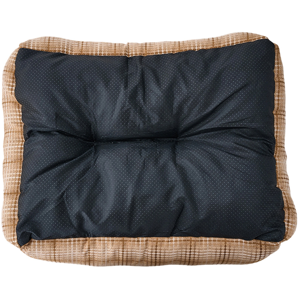 H&O Direct 70cm Khaki Plaid Ultra Soft Chenille Dog Bed with Anti-Slip Bottom Image 3