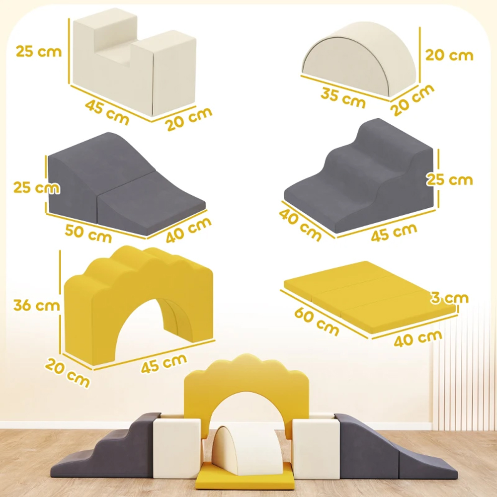 AIYAPLAY Yellow Kids Foam Climbing Blocks Soft Play Set 7 Piece Image 9