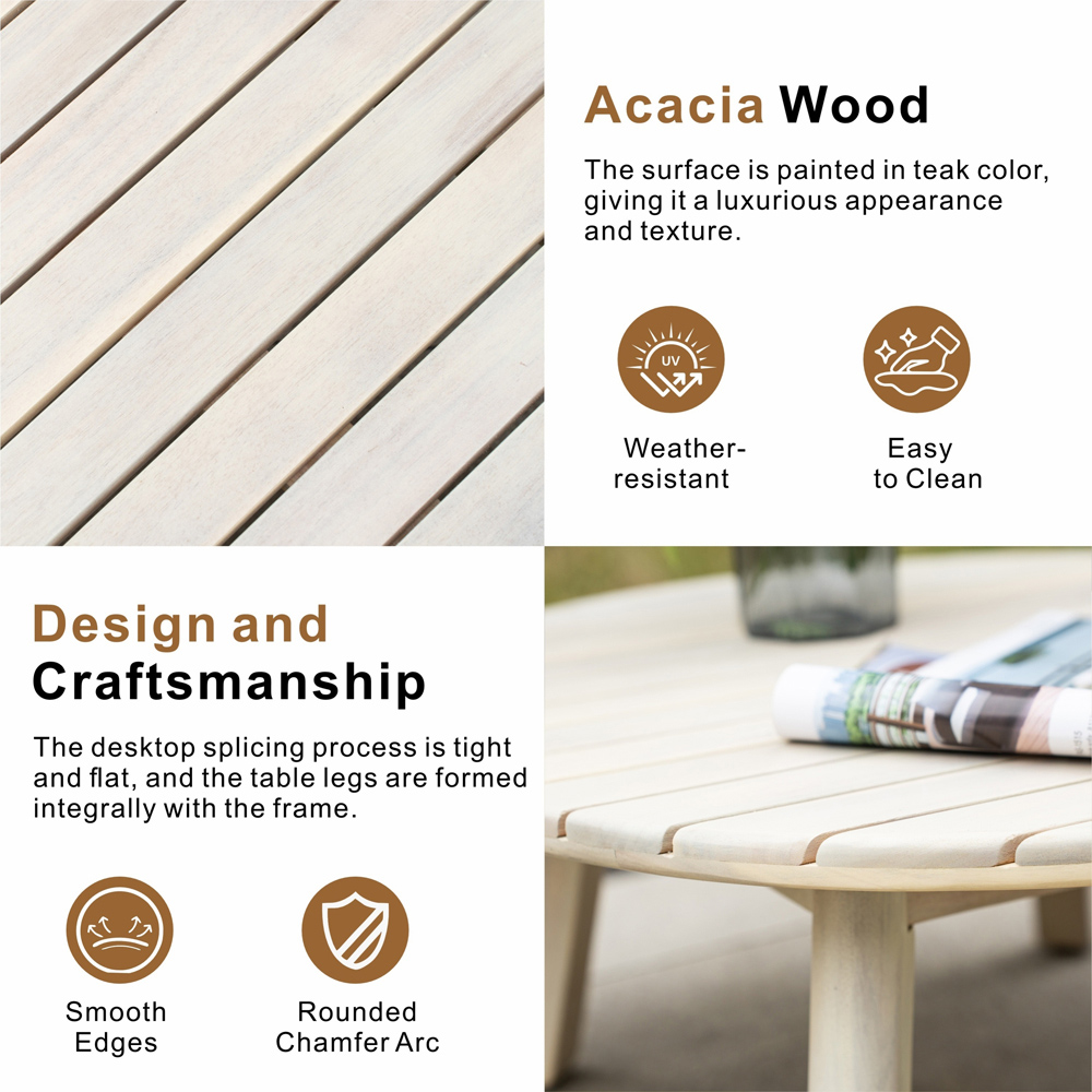 Direct Wicker Naturally Sanded Wooden Garden Coffee Table Image 6