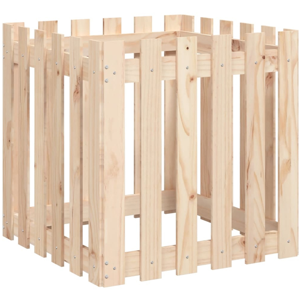 vidaXL Natural Solid Pine Wood Square Garden Planter 60cm Image 4