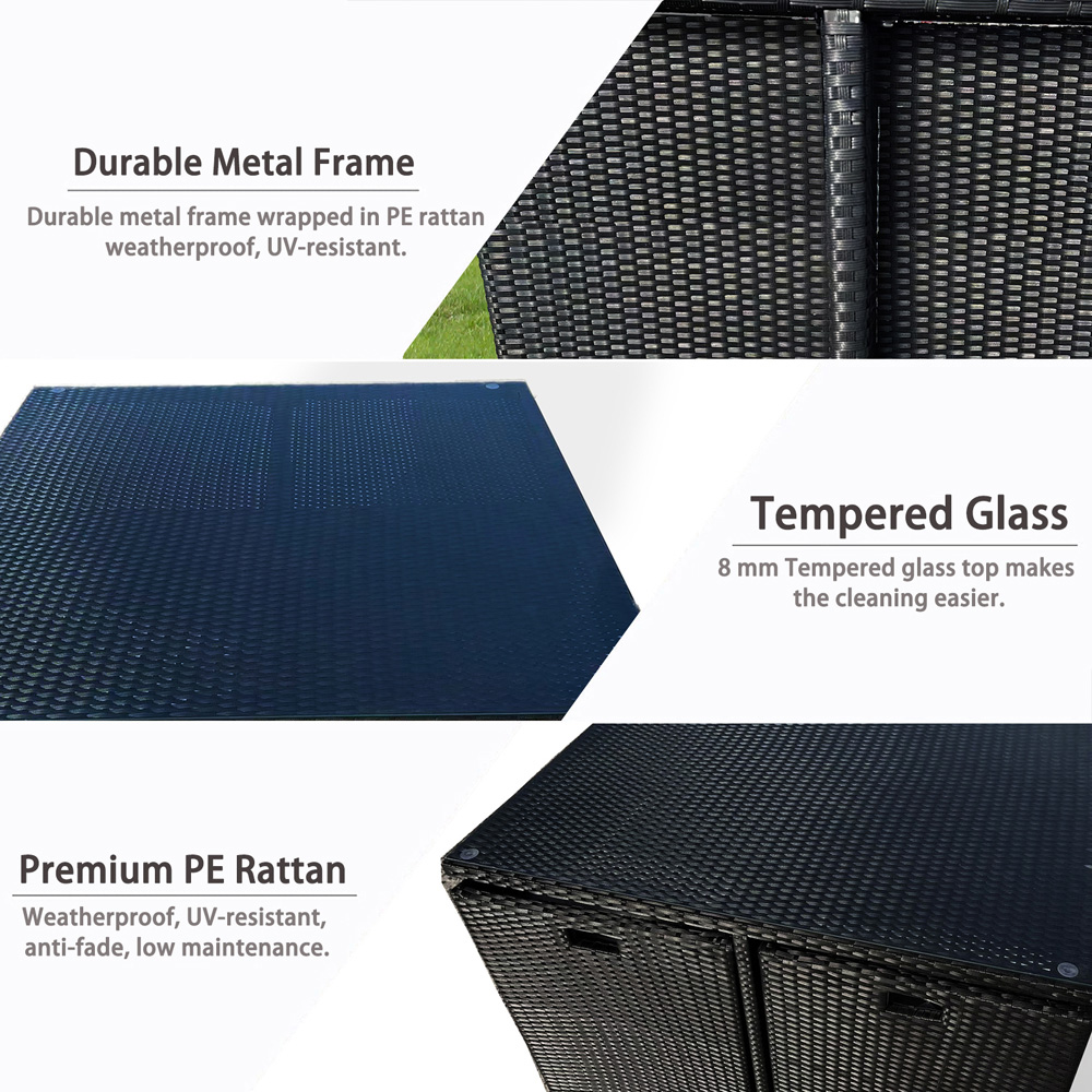 Furniture One 8 Seater Rattan Dining Set Black Image 8