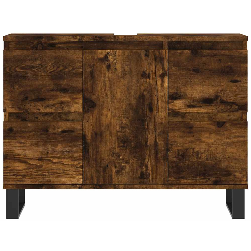 vidaXL Single Door 4 Drawer Smoked Oak Bathroom Cabinet Image 5