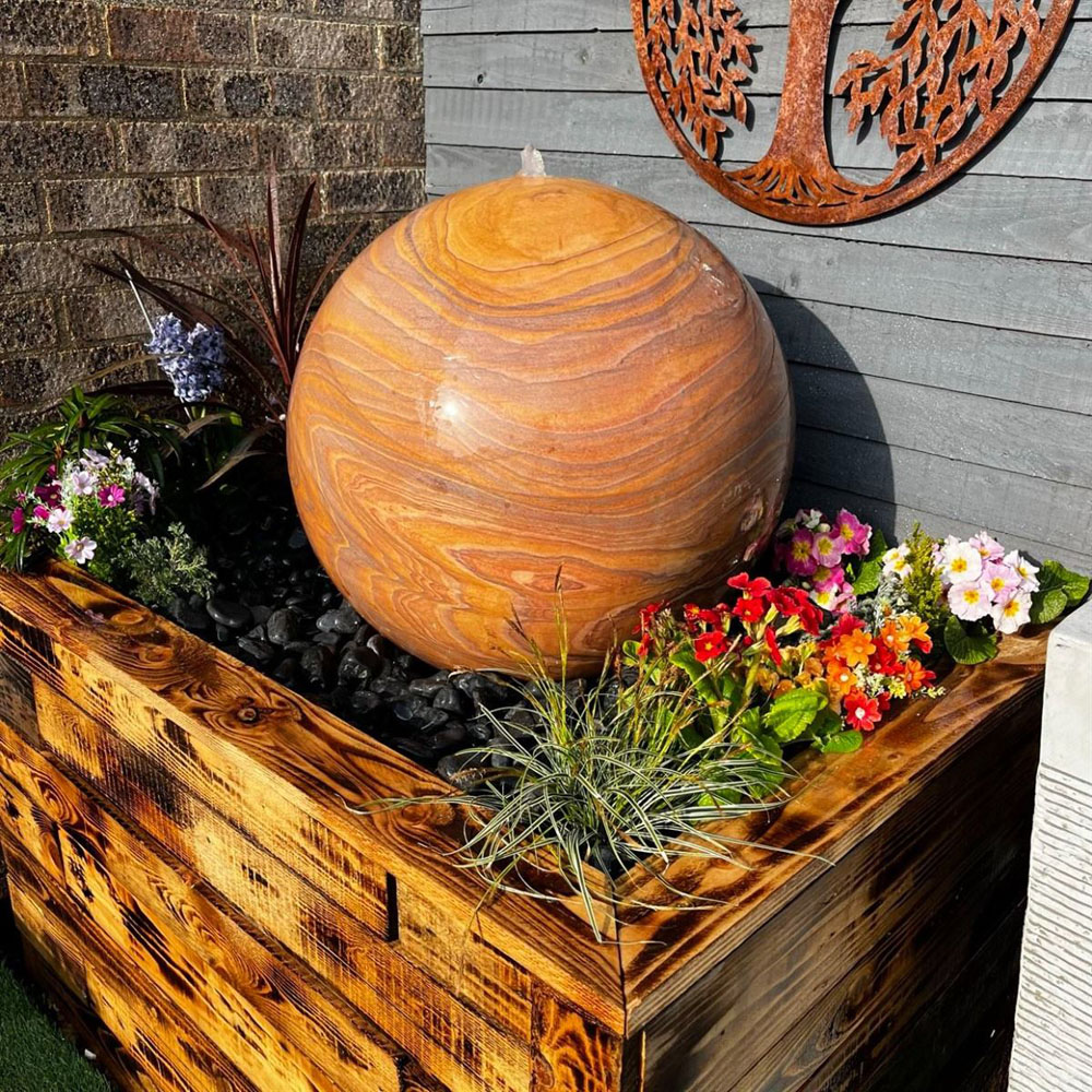 Tranquillity Sandstone Sphere Mains Powered LED Water Feature 60cm Image 2