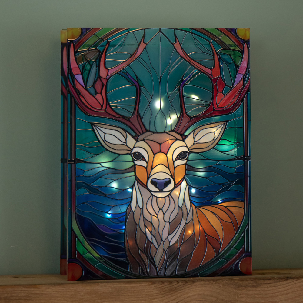 Samuel Alexander Warm White LED Stag Stained Glass Christmas Decoration 28cm Image 4