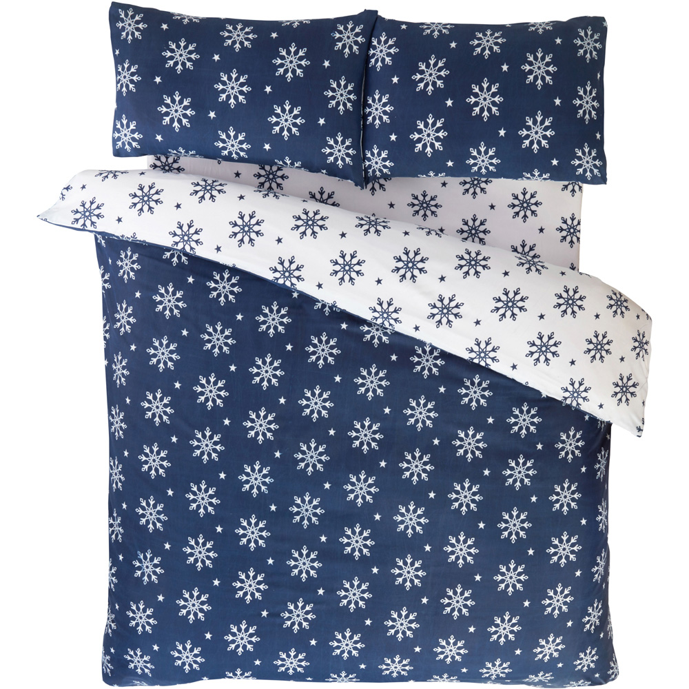 Serene Snowflake Single Microfibre Fabric Reversible Duvet Cover Set Image 2