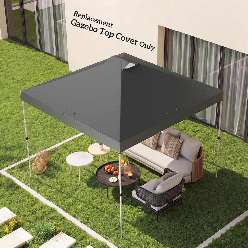 Outsunny 3 x 3m Dark Grey Waterproof Gazebo Roof Replacement Cover Image 7