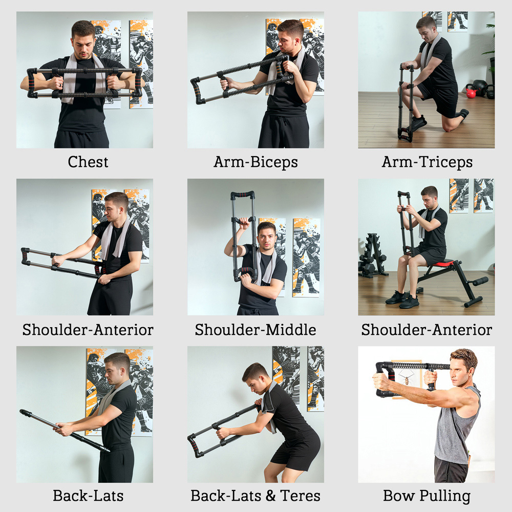 SPORTNOW Chest Expander with Adjustable Resistance 10-50kg Image 5
