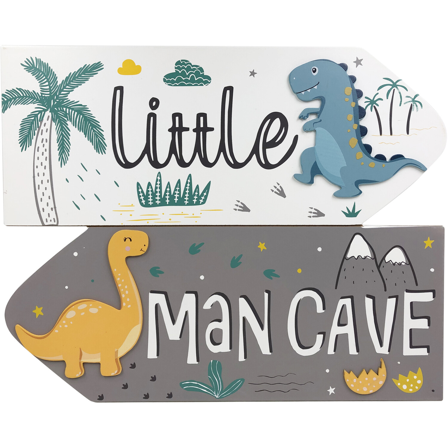 Colourful Dino Little Man Cave Wall Plaque 50 x 40cm Image