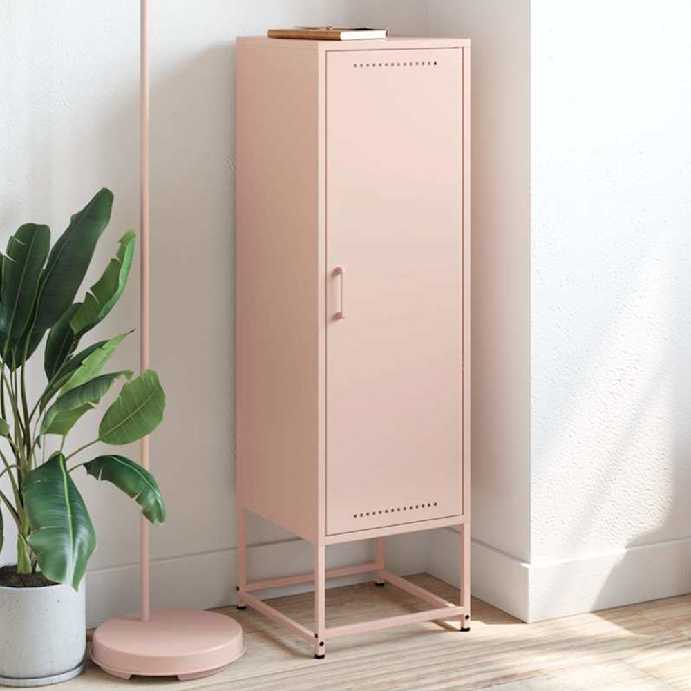 vidaXL Single Door Pink Industrial Highboard Image 1