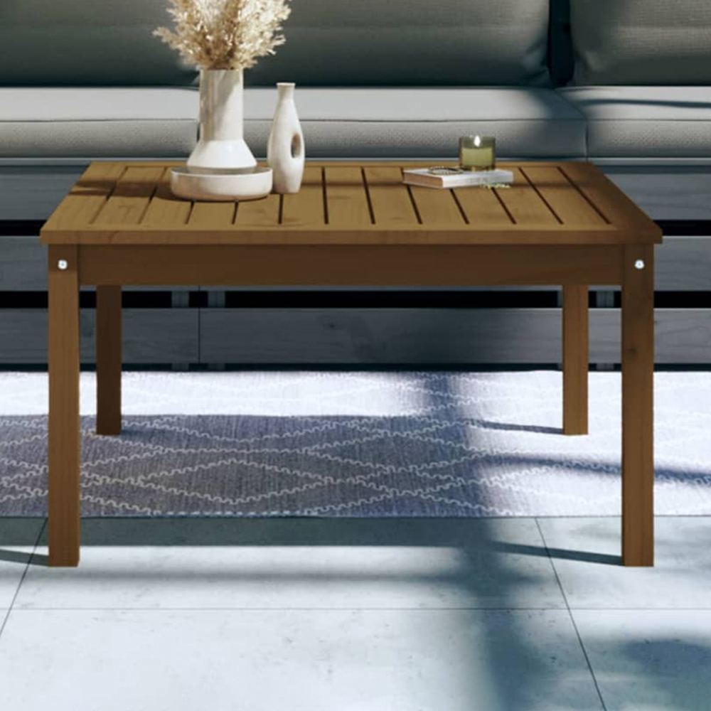 vidaXL Honey Brown Solid Pine Wood Slatted Garden Table 82.5 x 82.5cm Image 1