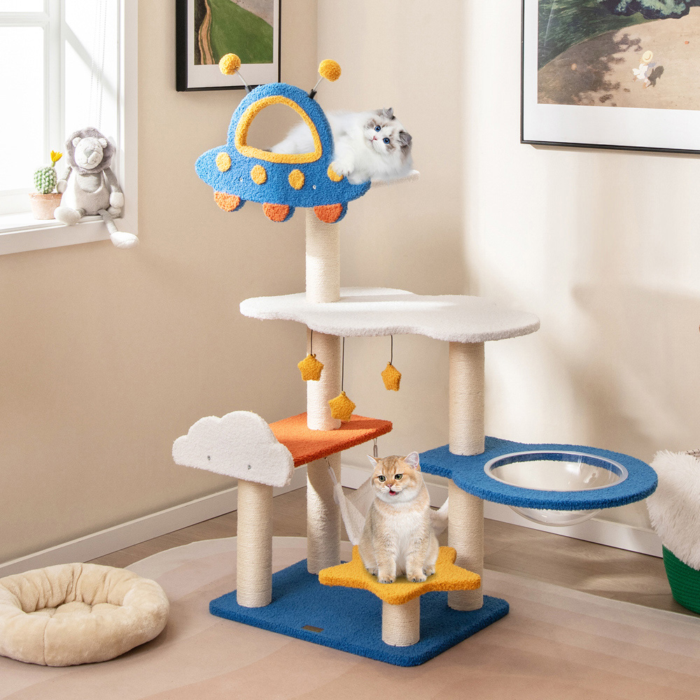 Costway UFO Top Blue Tall Indoor Cat Tree 124cm Image 2