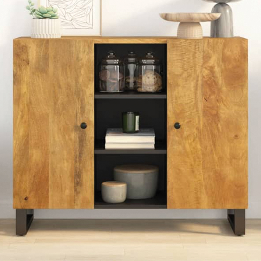 vidaXL 2 Door Grey Highboard Image 1