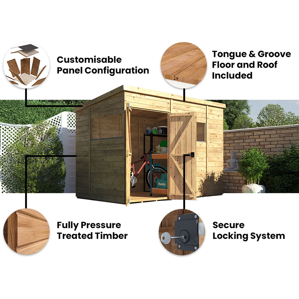 Dunster House Overlord 10 x 6ft Modular Brown Pent Garden Shed Image 3