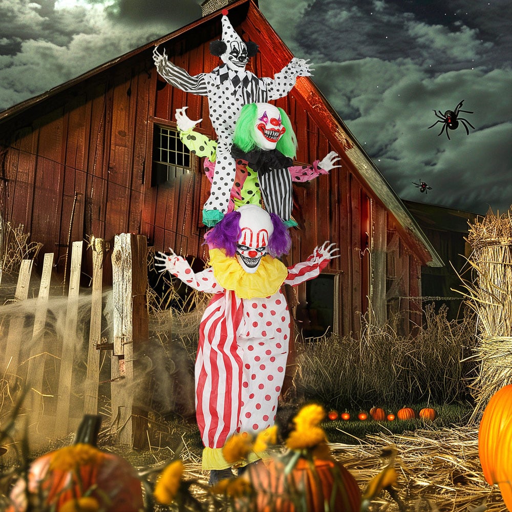 Outsunny Sound Activated Stackable Animatronics Clowns Halloween Decoration Image 2