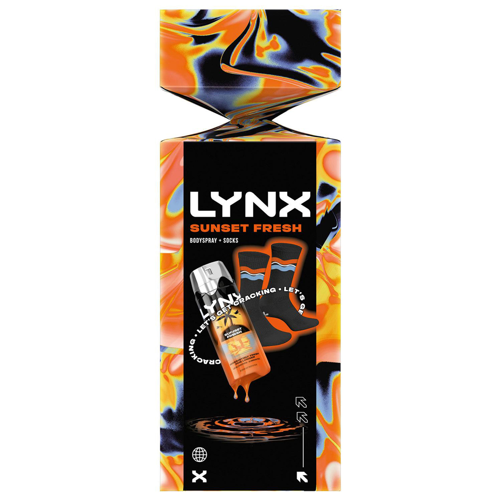 Lynx Sunset Fresh Citrus Scent Body Spray and Socks Cracker Gift Set 2 Pack Image 3