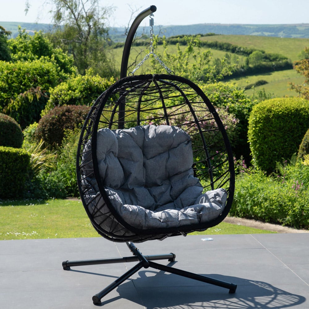 Artemis Home Hebden Dark Grey Garden Hanging Egg Chair Image 1