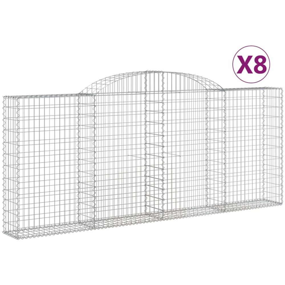 vidaXL Silver Galvanised Iron Arched Gabion Basket 300 x 30 x 120/140cm 8 Pack Image 4
