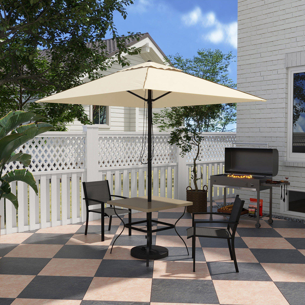 Outsunny 4 Seater Garden Dining Table with Umbrella Hole Brown Image 3