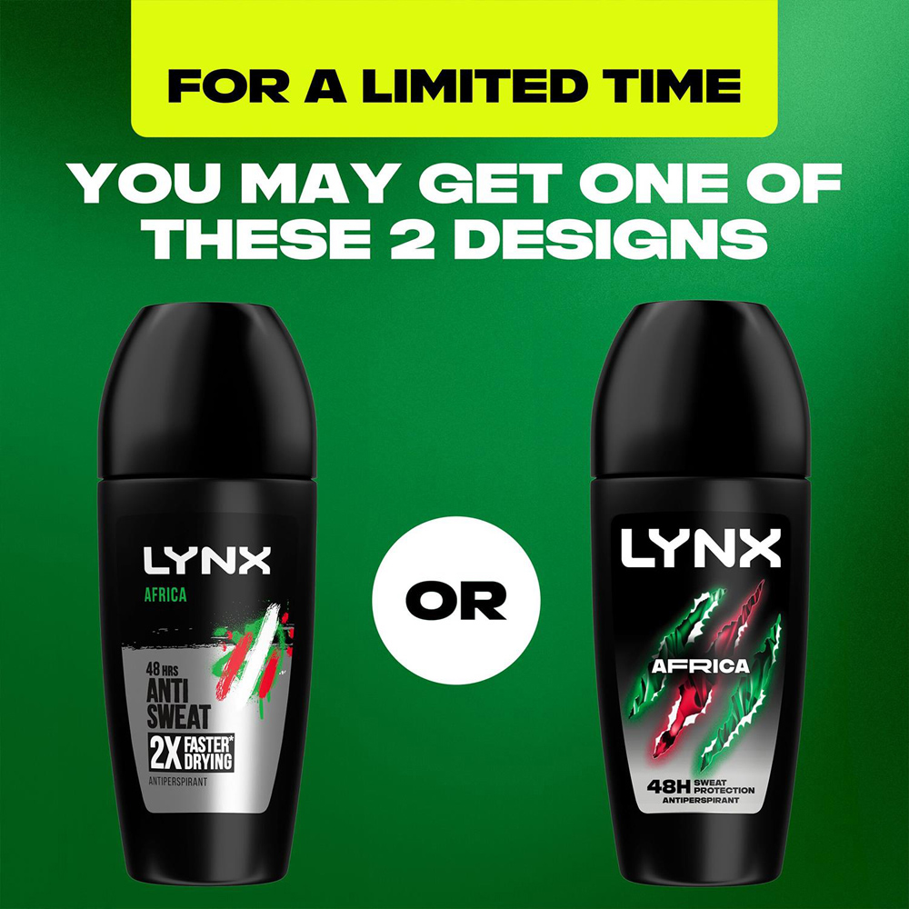Lynx Africa 48H Sweat Protection Anti-Perspirant Roll On 50ml 3 Pack Image 8