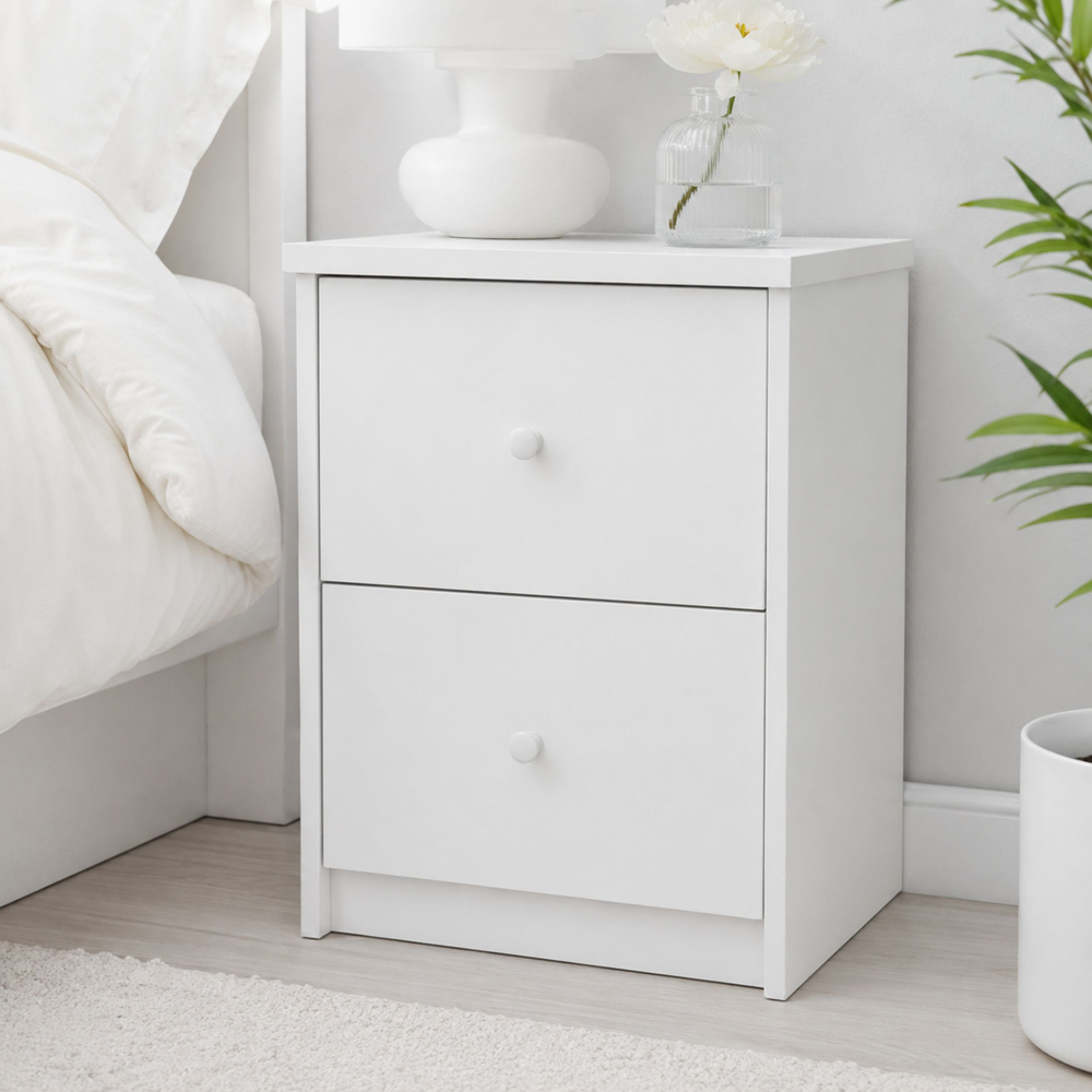 Core Products Erin 2 Drawer White Finish Bedside Cabinet  Image 6