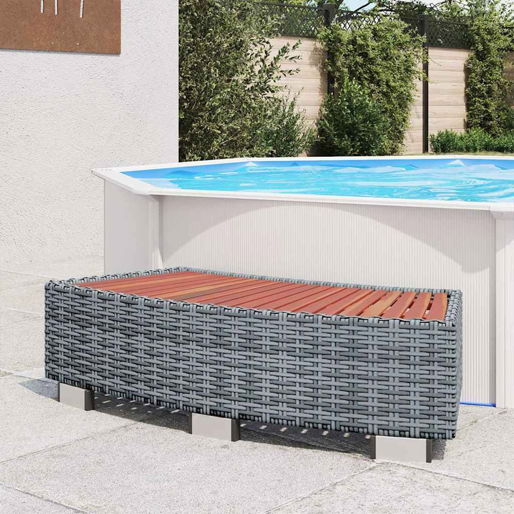 Walplus Grey PE Rattan and Eucalyptus Wood Spa Step Image 2