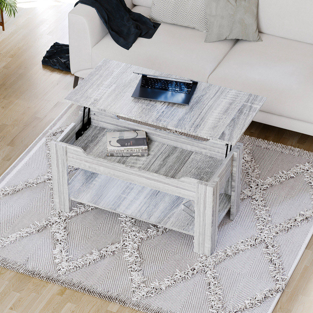 Vida Designs Grey Wood Lift Up Coffee Table Image 5