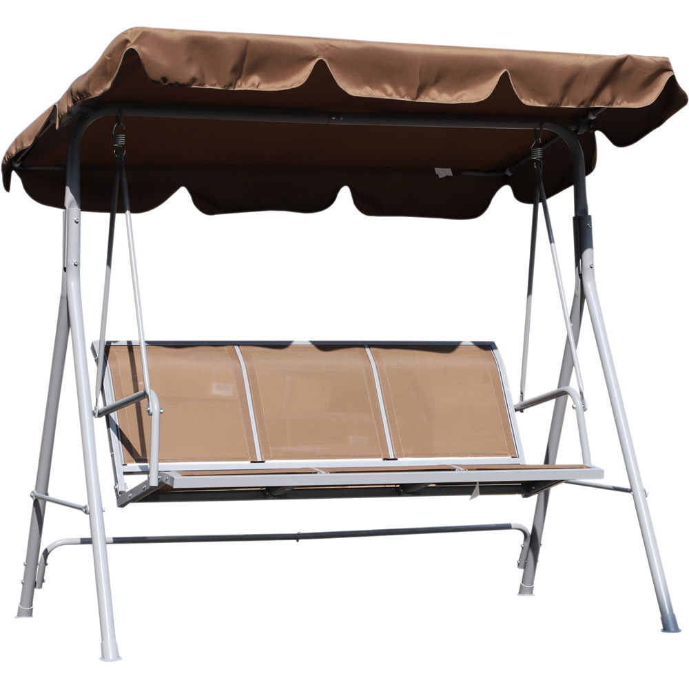 Outsunny 3 Seater Brown Swing Chair with Canopy Image 2