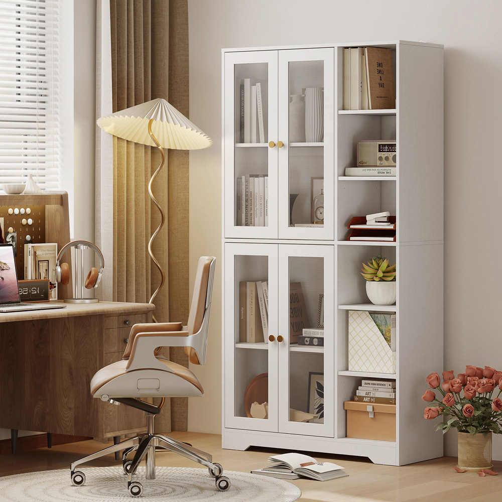 Portland 4 Door 2 Shelf White Freestanding Tall Kitchen Pantry Cupboard Image 3