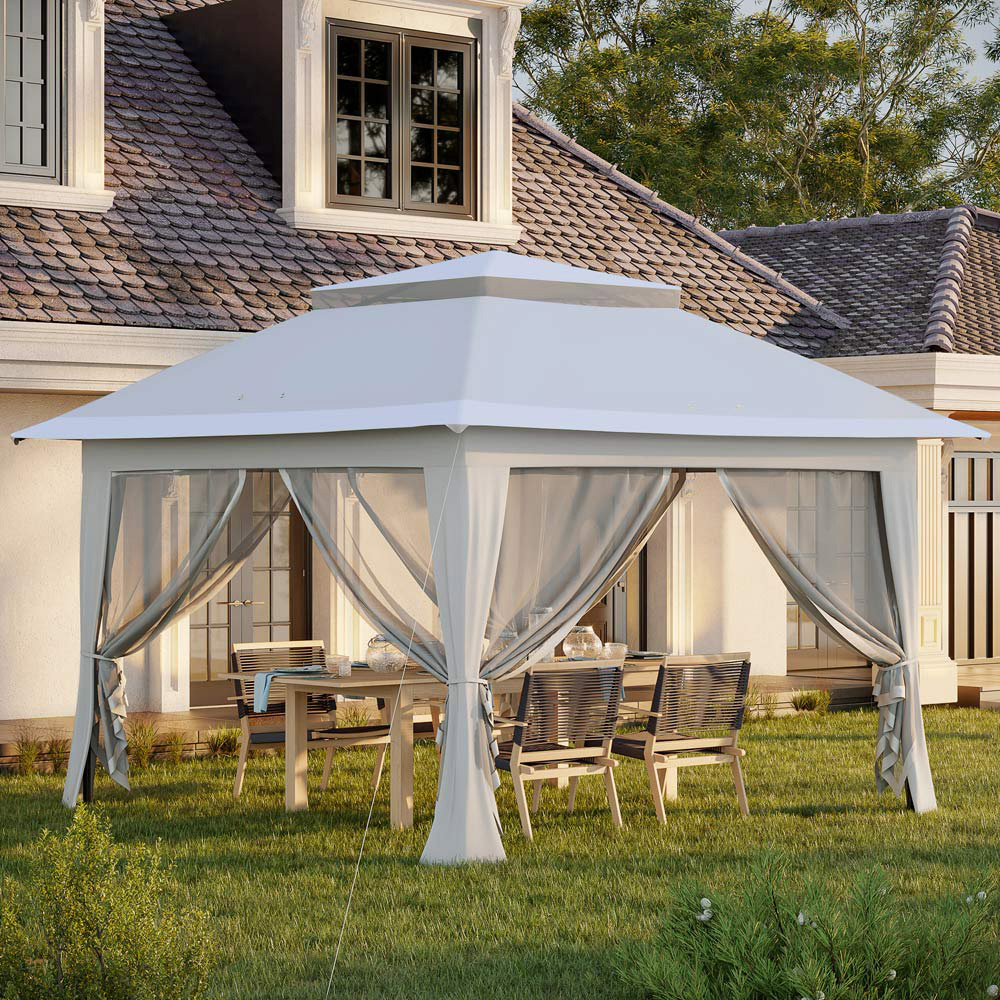 Outsunny 3.6 x 3.6m Light Grey Pop Up Canopy Gazebo Image 1