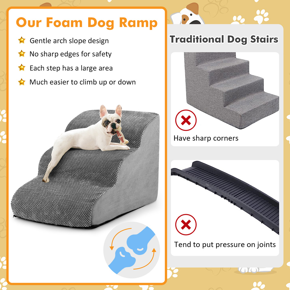 Costway Grey 3 Tier Foam Dog Ramp Image 8