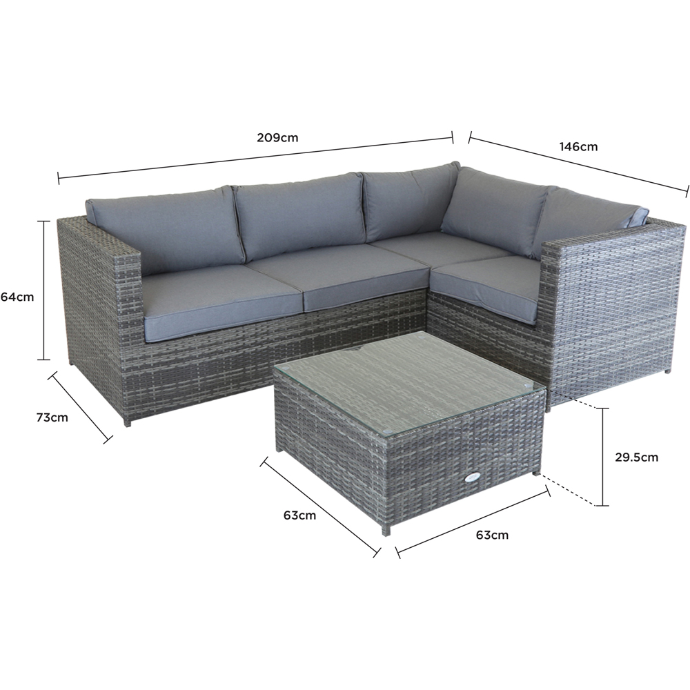 Charles Bentley 4 Seater Grey Rattan Corner Sofa Lounge Set Image 9