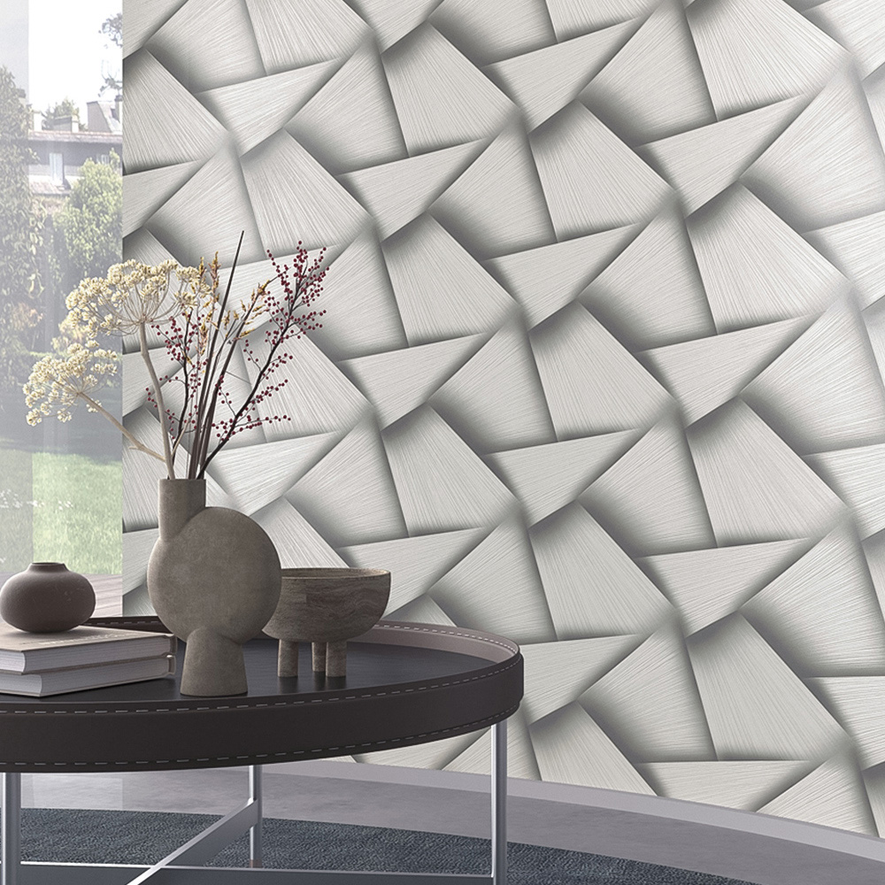 Erismann Pose Striking Geometric Textured Grey Vinyl Wallpaper Image 3