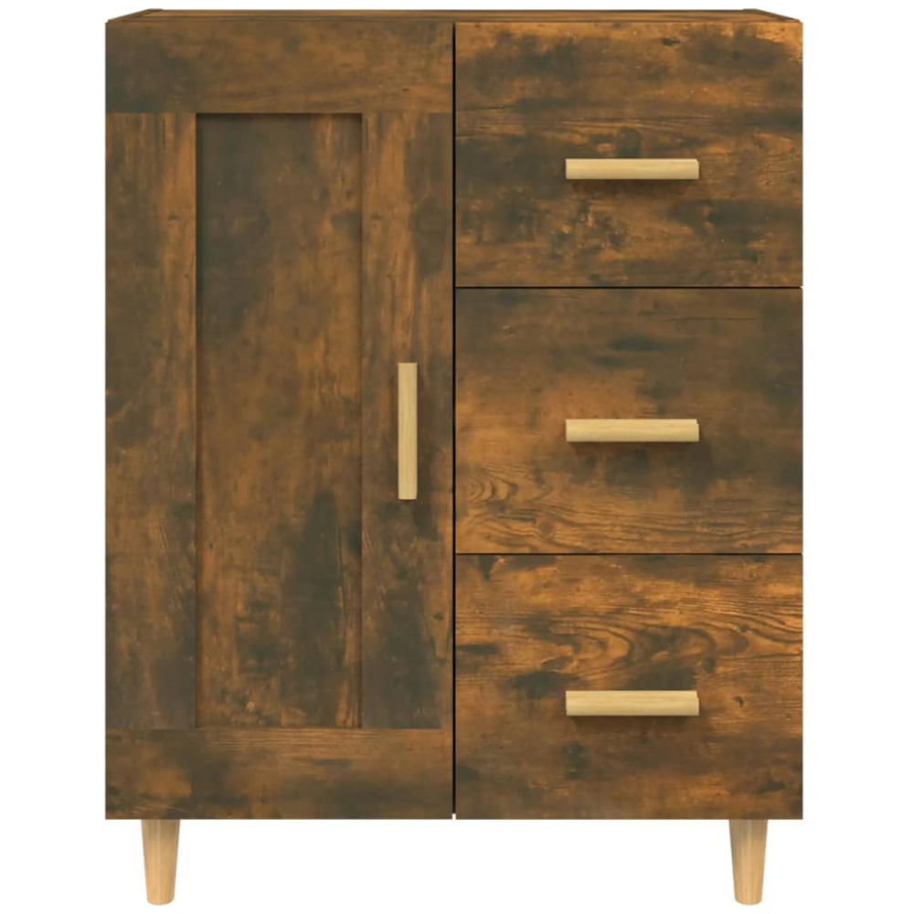vidaXL Single Door 3 Drawer Smoked Oak Sideboard Image 7