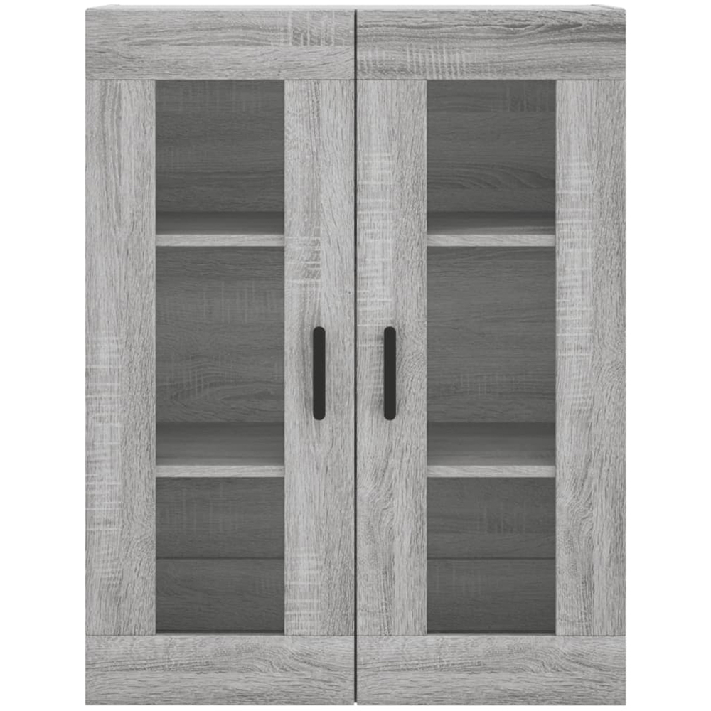 vidaXL 2 Glass Door Grey Sonoma Wall Mounted Cabinet Image 4