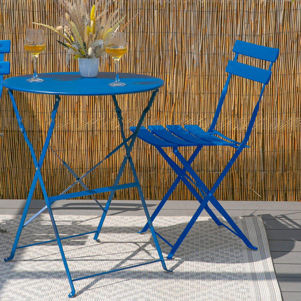 Harbour Housewares Sussex 2 Seater Navy Round Bistro Set Image 4