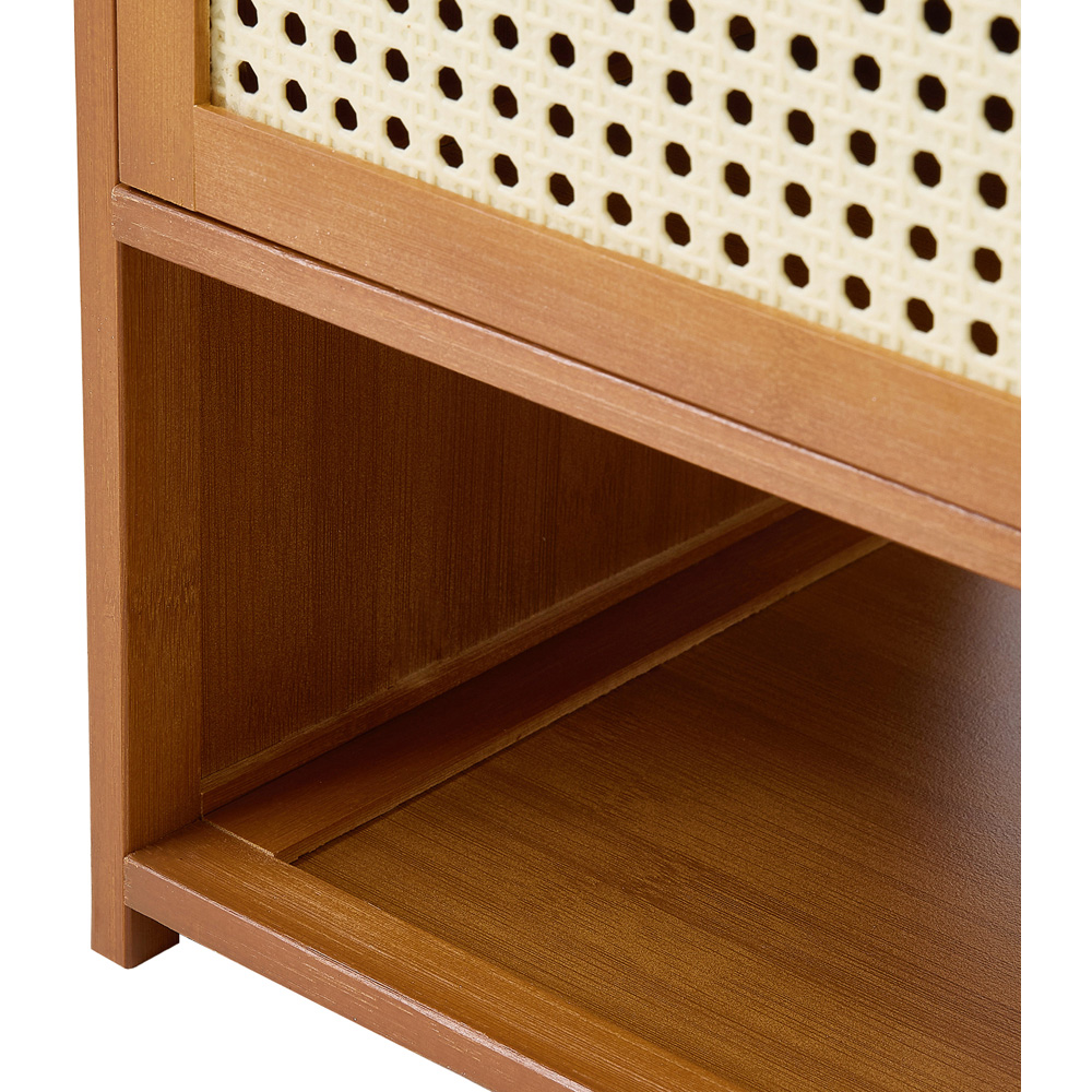 Living and Home 4 Door Single Open Shelf Brown Rattan Shoe Cabinet Image 5