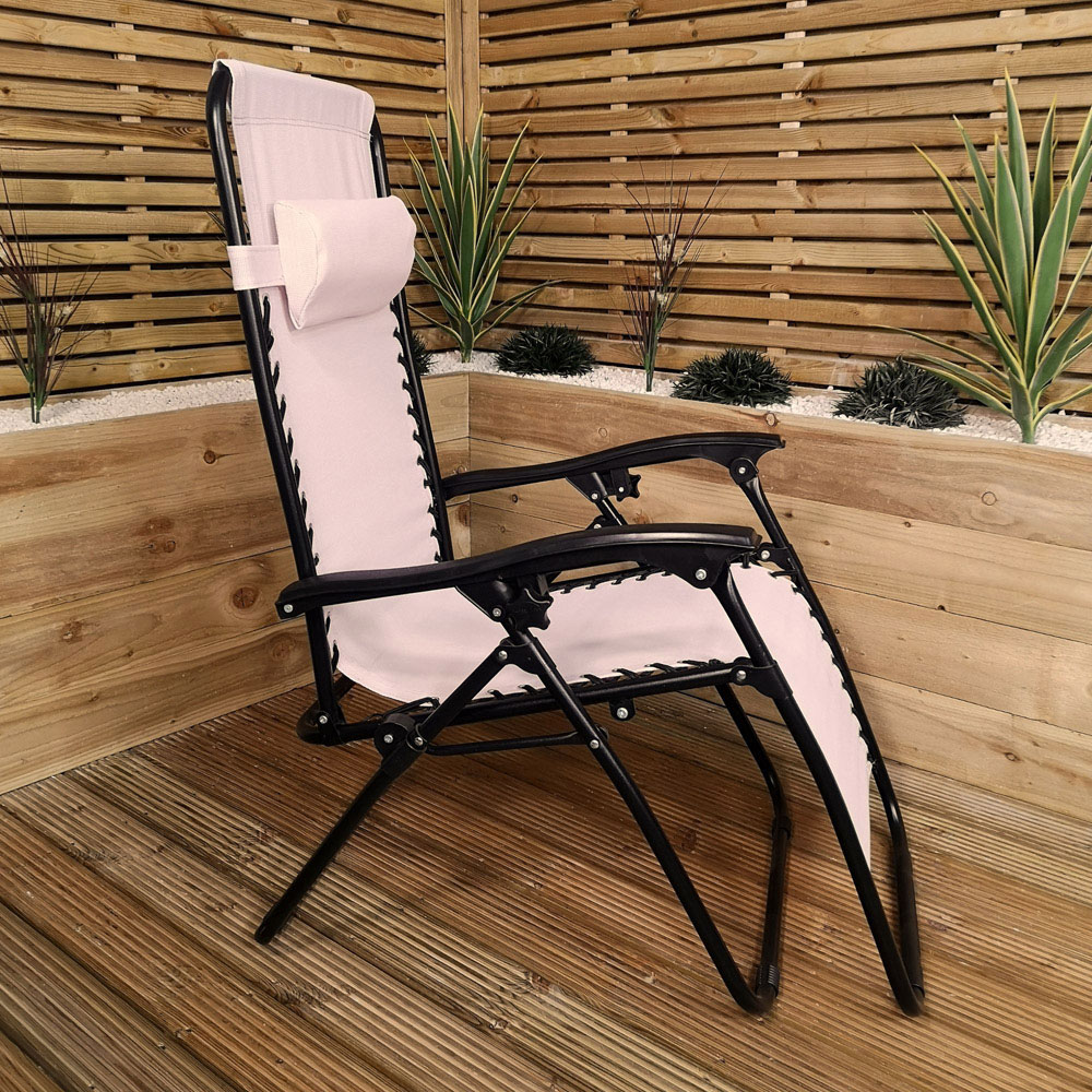 Samuel Alexander Cream Foldable Recliner Sun Lounger Image 5