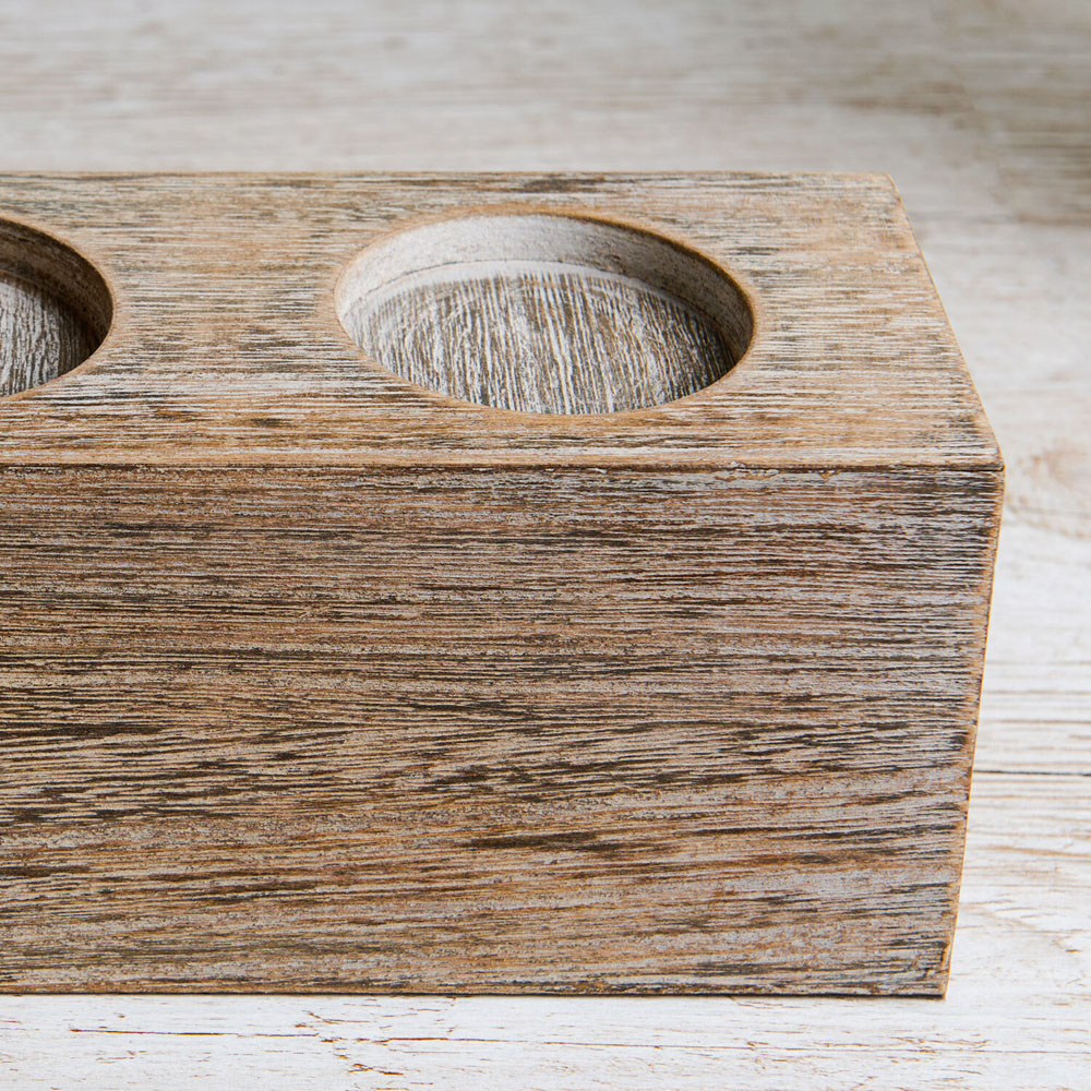 Wooden Tealight Candle Holder Set Brown Image 4