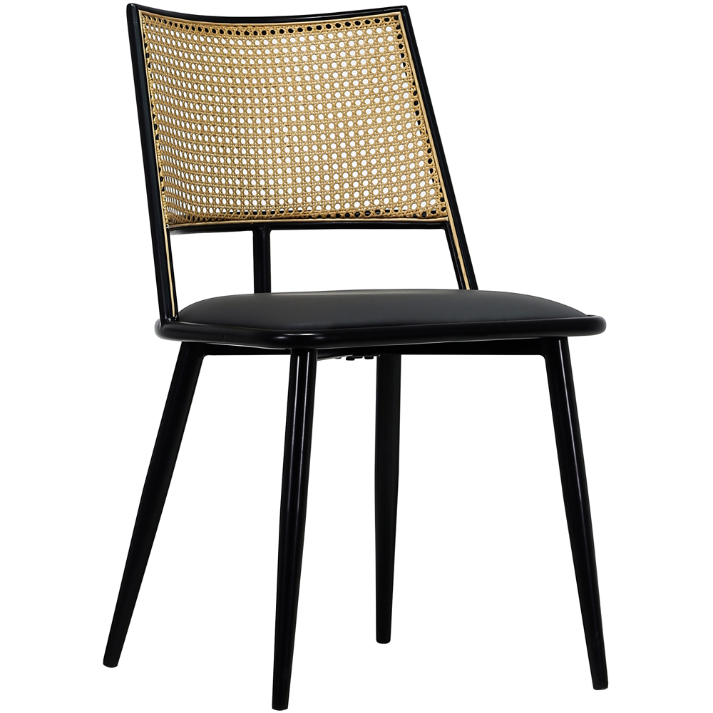 Furniture One Set of 2 Black Rattan Mid-Century Dining Chair Image 4