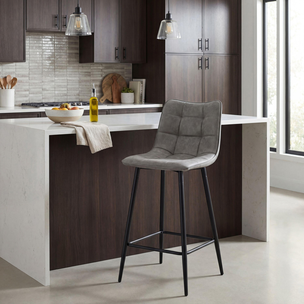 Portland Kensington Grey Faux Leather Bar Stool Image 9