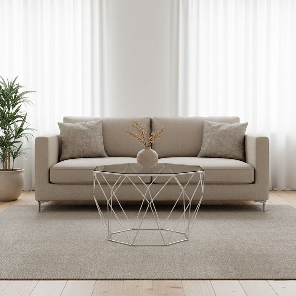 Premier Housewares Shalimar Silver Octagonal Coffee Table Image 3