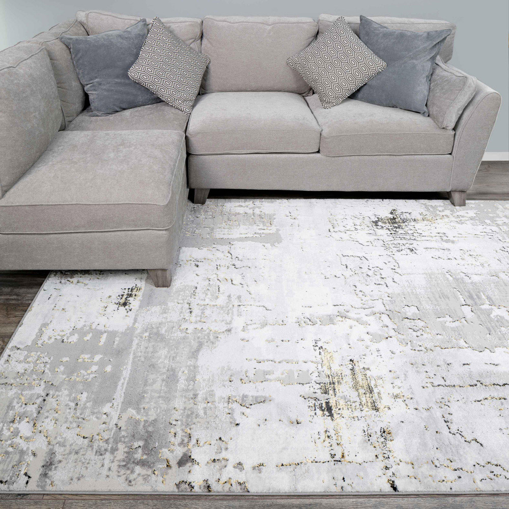 Kukoon Hatton Grace Gold Distressed Rug 120 x 170cm Image 1