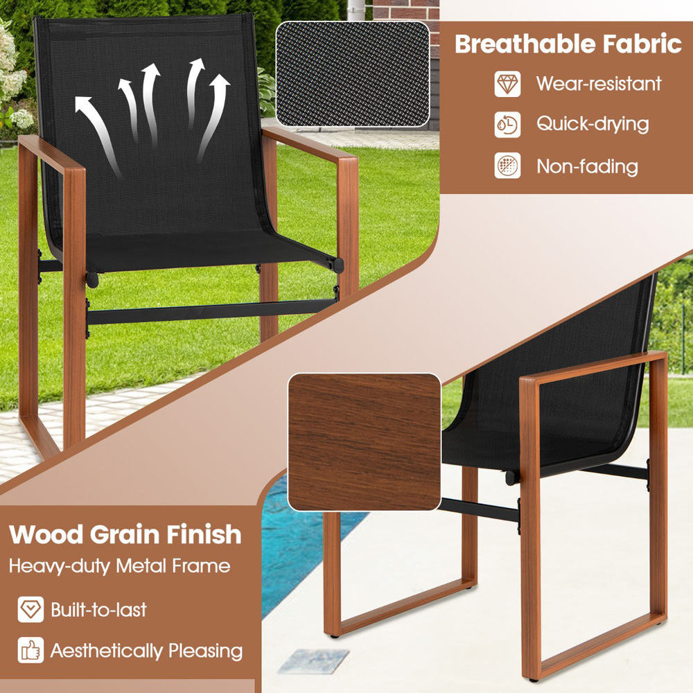 Costway Set of 2 Black Outdoor Dining Chairs Image 5