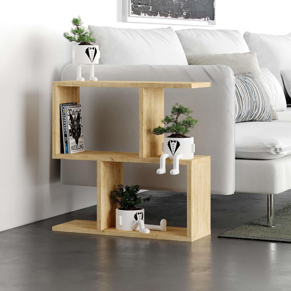 Decortie Homemania 4 Shelf Oak Wooden Side Table Image 4